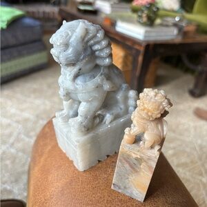 Pair Of Soapstone Foo Dogs